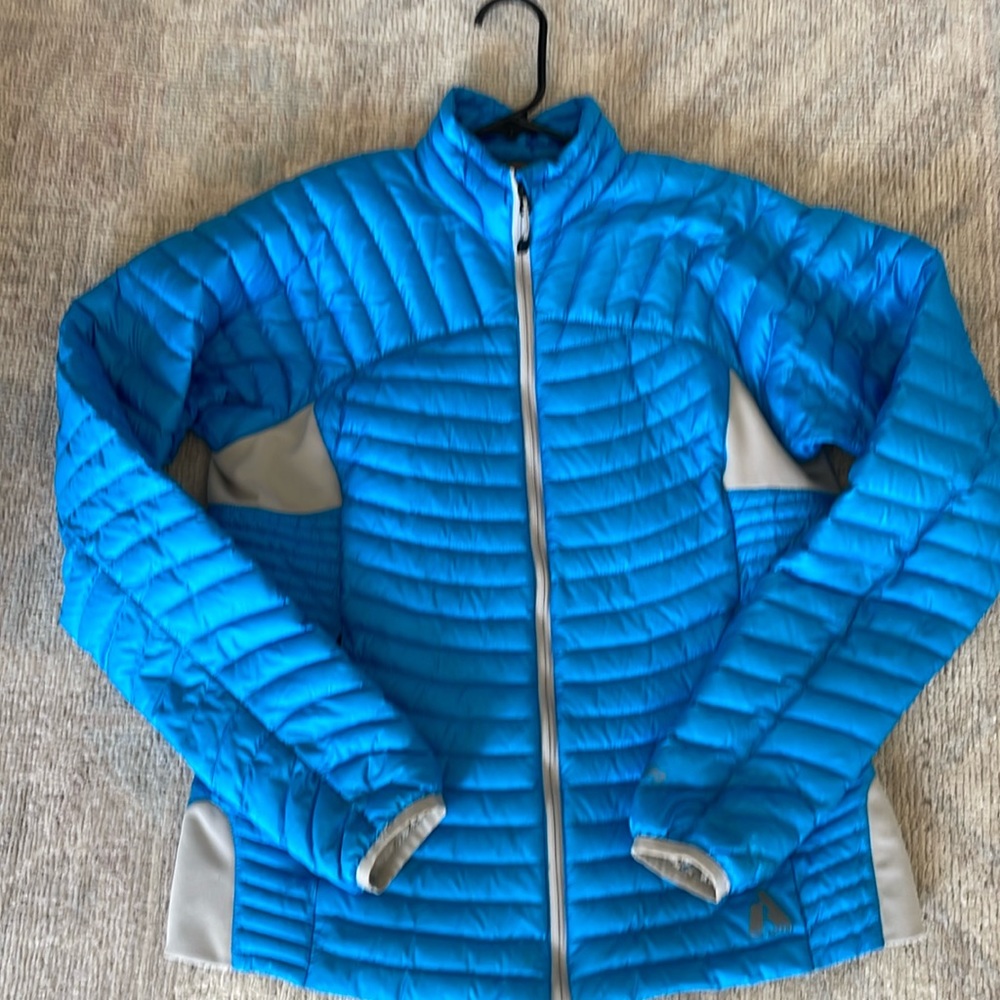 Turquoise Eddie Bauer women’s down sweater jacket